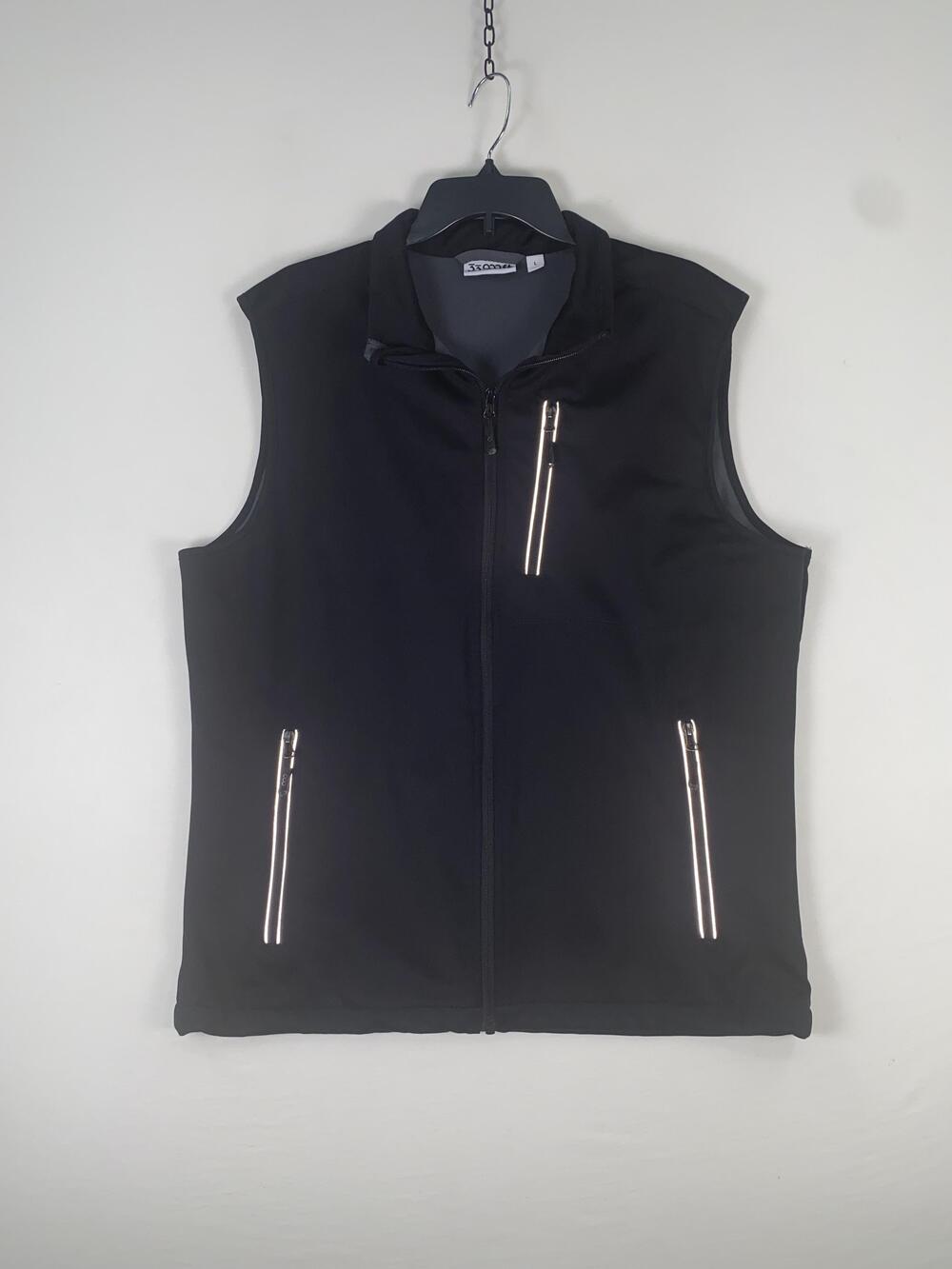 33,000ft Vest Mens Large Black Softshell Full Zip Reflective Cycling Running